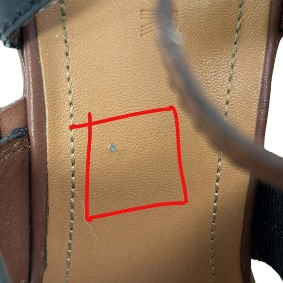 Victor Alfaro Women Brown Leather Wedge Heel Sandals Size 7.5 Note Flaw - Picture 12 of 16